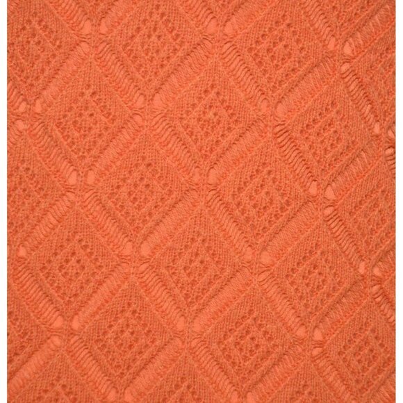 Trina Turk Size XS Orange Crochet & Fringe Mini Dress Lined Bodycon Boho Fall - Picture 4 of 12